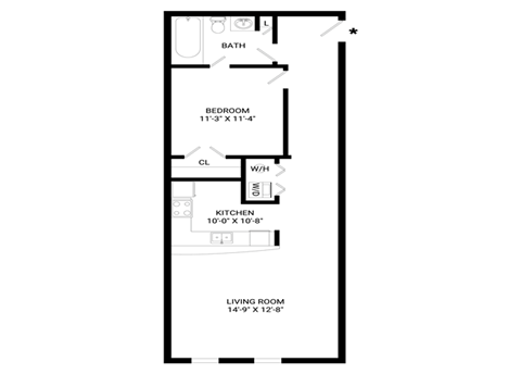 Prestige Floor Plan | 655 Sq. Ft. at Mayton Transfer Lofts, Petersburg Virginia